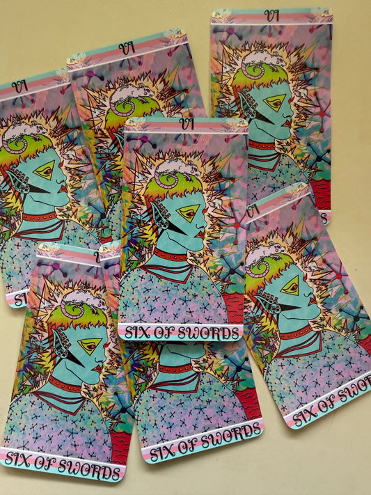 Six of Swords from Mars Power Tarot Vinyl Sticker
