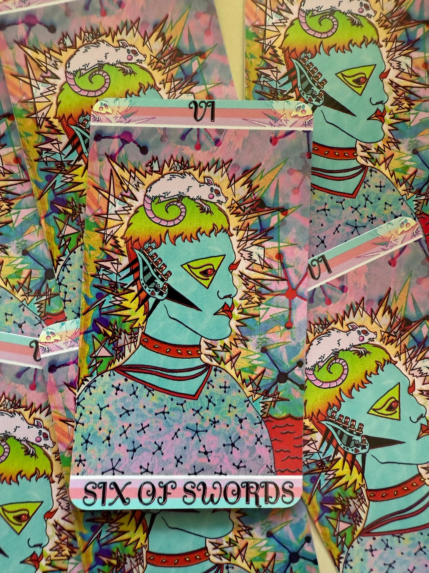 Six of Swords from Mars Power Tarot Vinyl Sticker