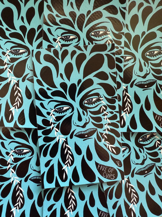 Five of Cups from Jupiter Power Tarot Vinyl Sticker