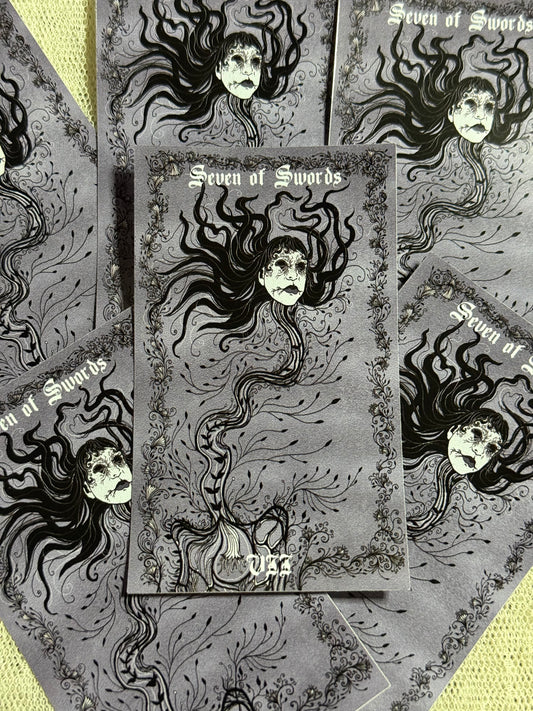 Seven of Swords from Neptune Power Tarot 4” Vinyl Sticker