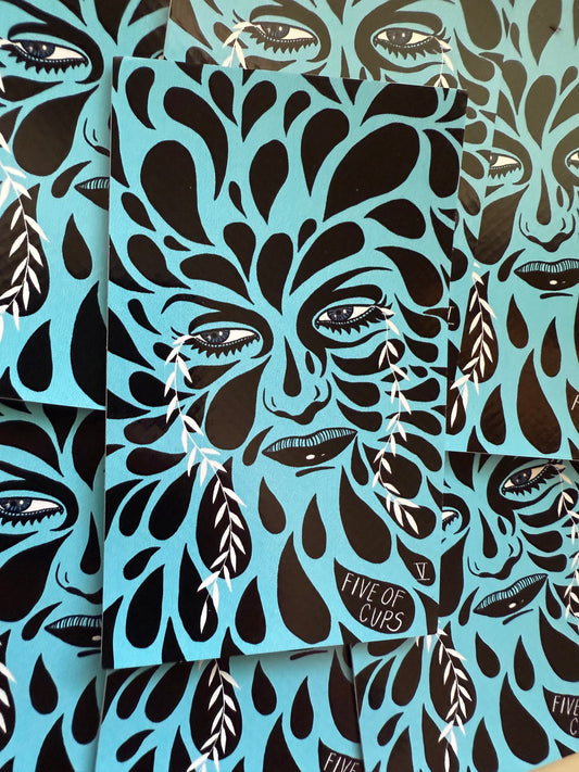 Five of Cups from Jupiter Power Tarot Vinyl Sticker