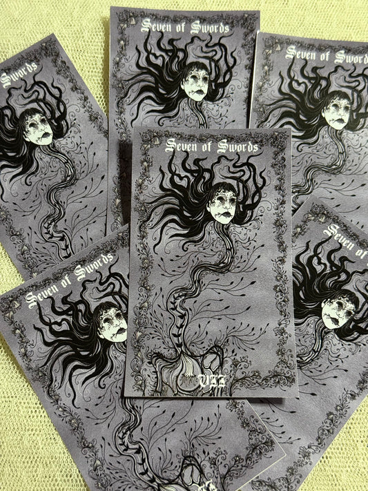 Seven of Swords from Neptune Power Tarot 4” Vinyl Sticker