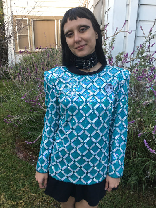 Vintage Heavily Sequined Silk Joan Leslie Talbots