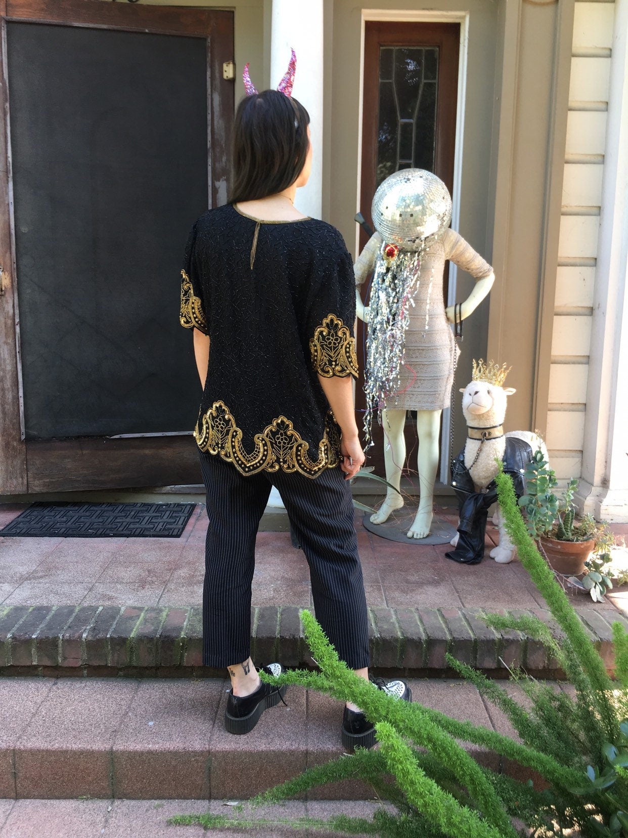 Black & Gold Sparkle Top