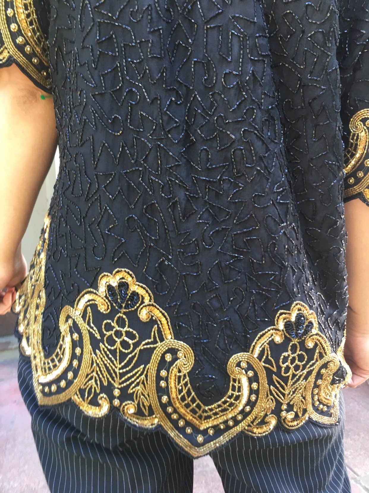 Black & Gold Sparkle Top
