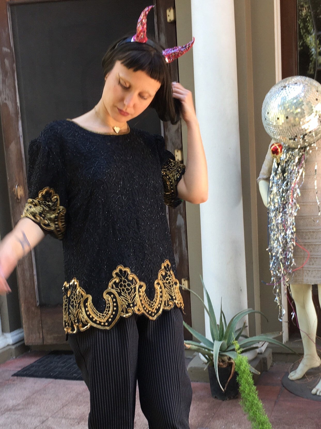 Black & Gold Sparkle Top