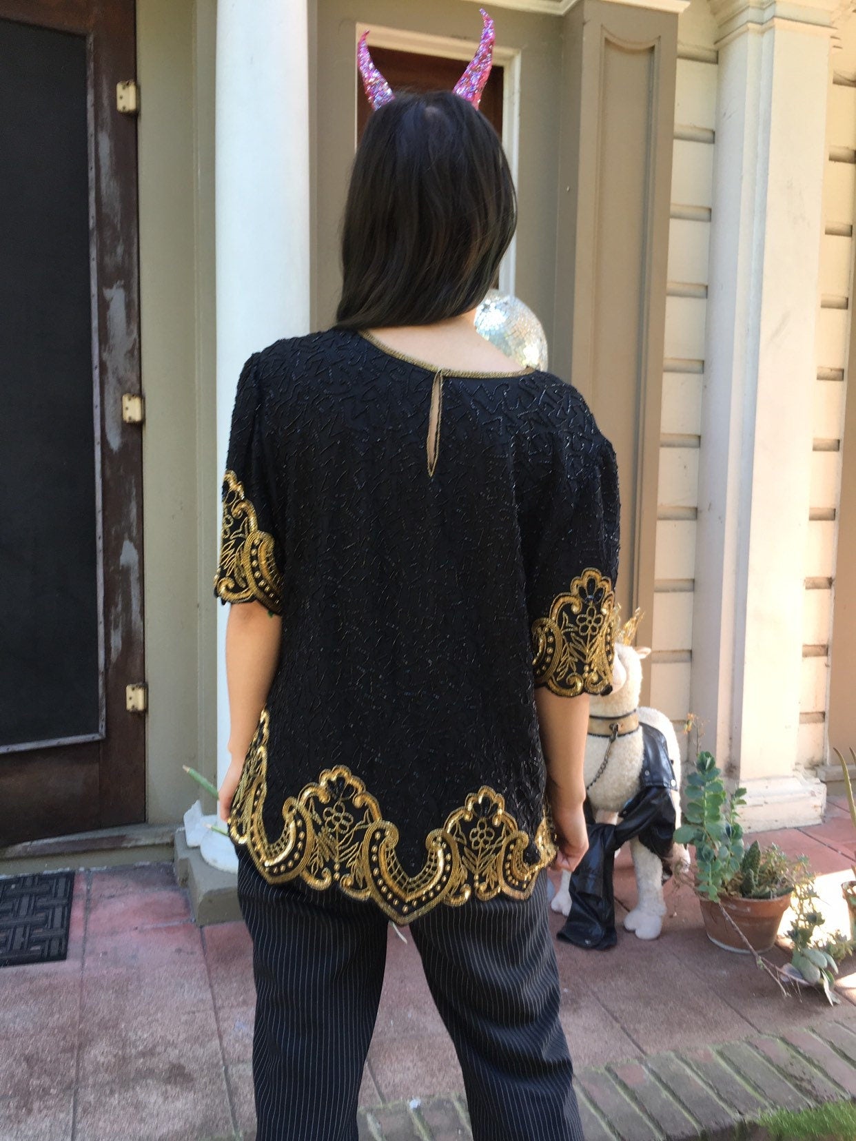 Black & Gold Sparkle Top