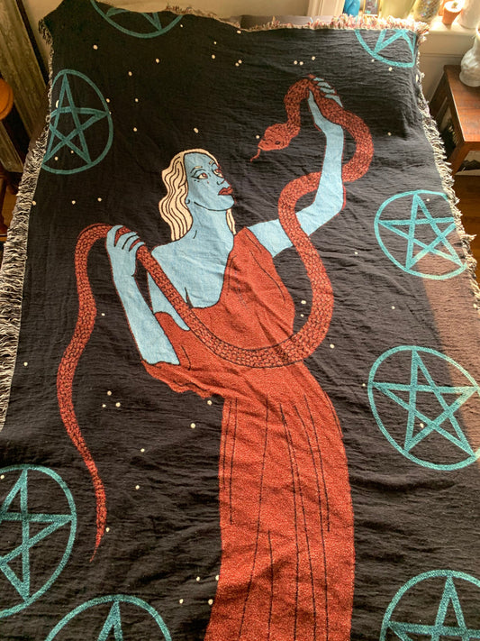 Pentacles woven blanket