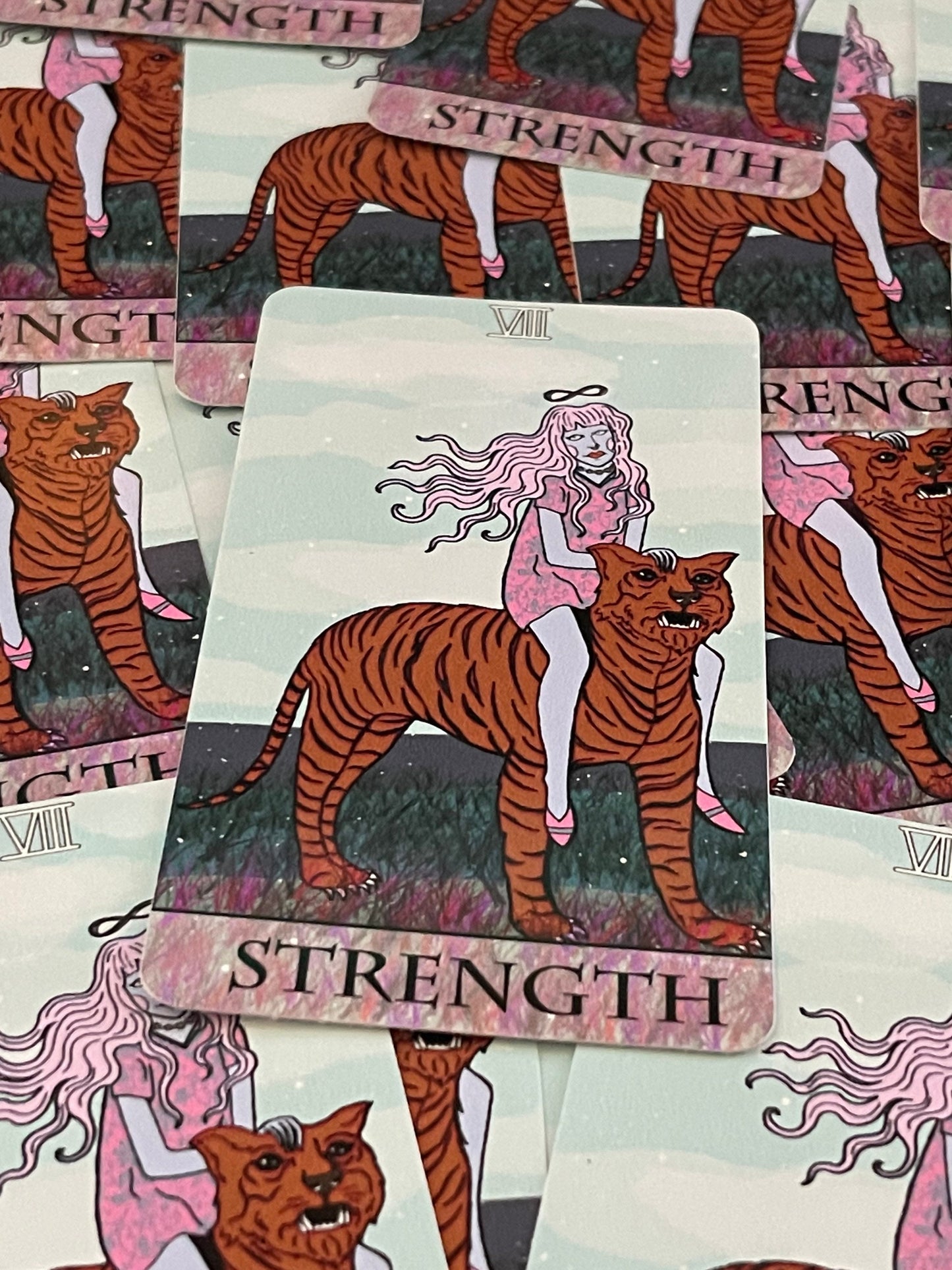 Strength tarot 4" vinyl sticker