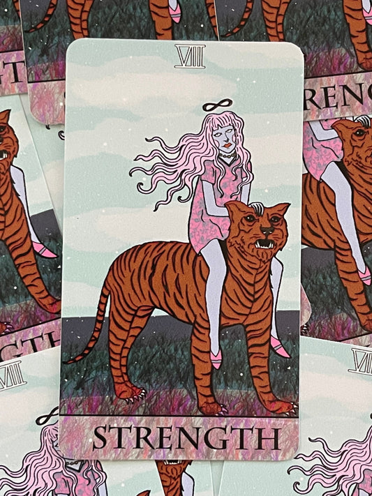 Strength tarot 4" vinyl sticker