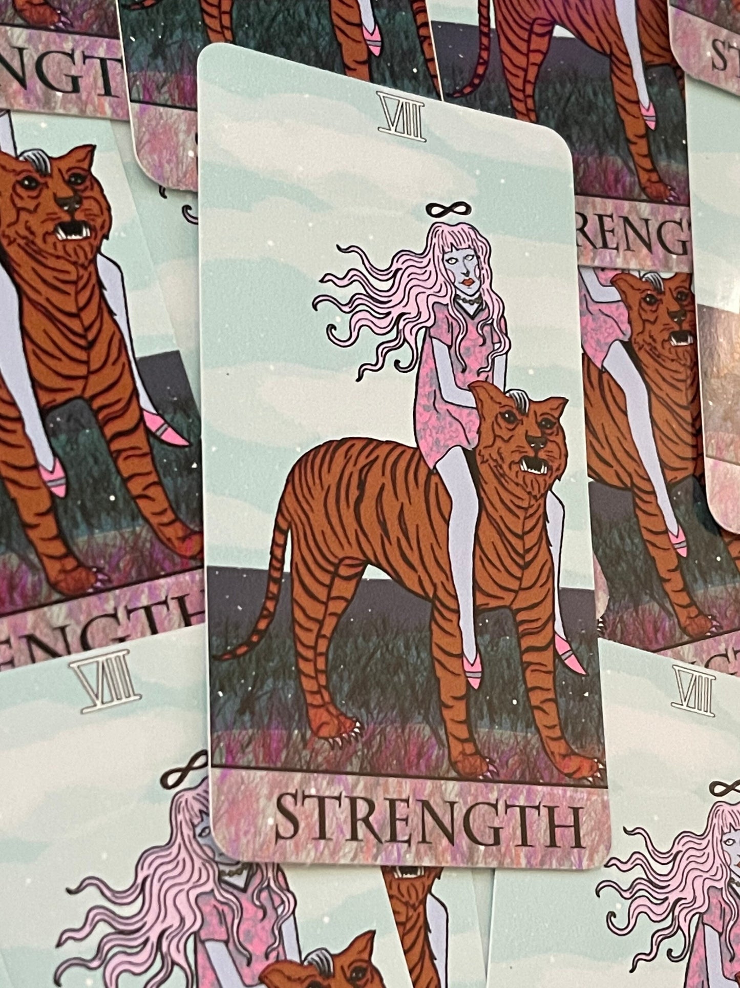 Strength tarot 4" vinyl sticker