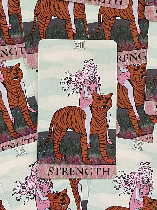Strength tarot 4" vinyl sticker