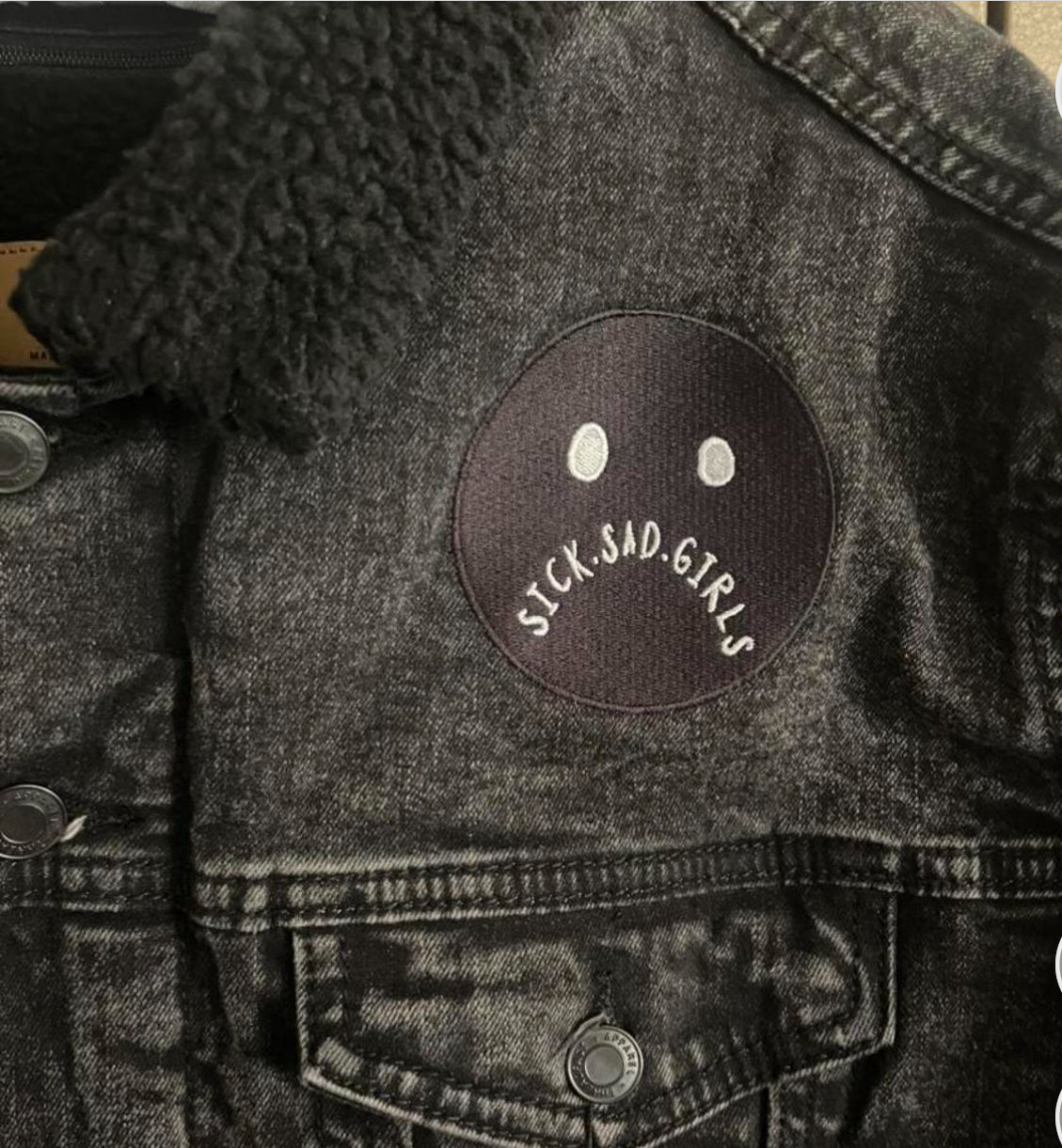 Embroidered Frownie Denim Jacket