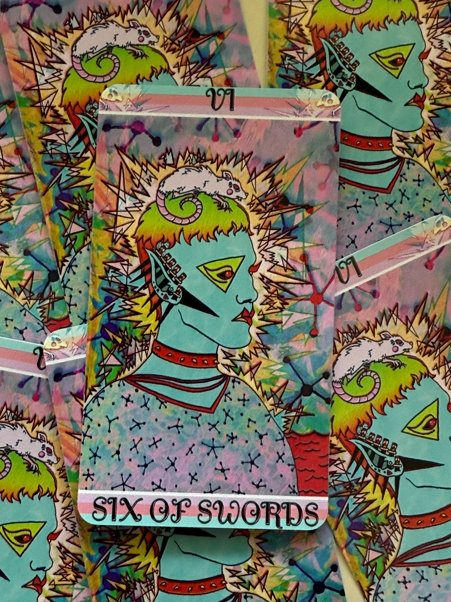 Six of Swords from Mars Power Tarot Vinyl Sticker