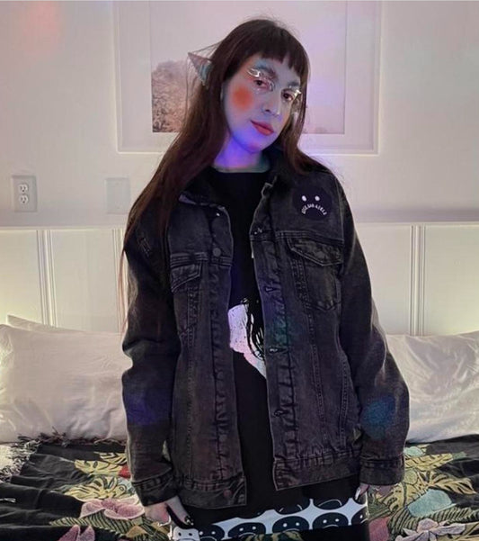 Embroidered Frownie Denim Jacket