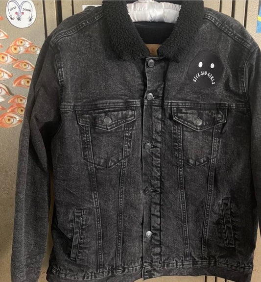 Embroidered Frownie Denim Jacket