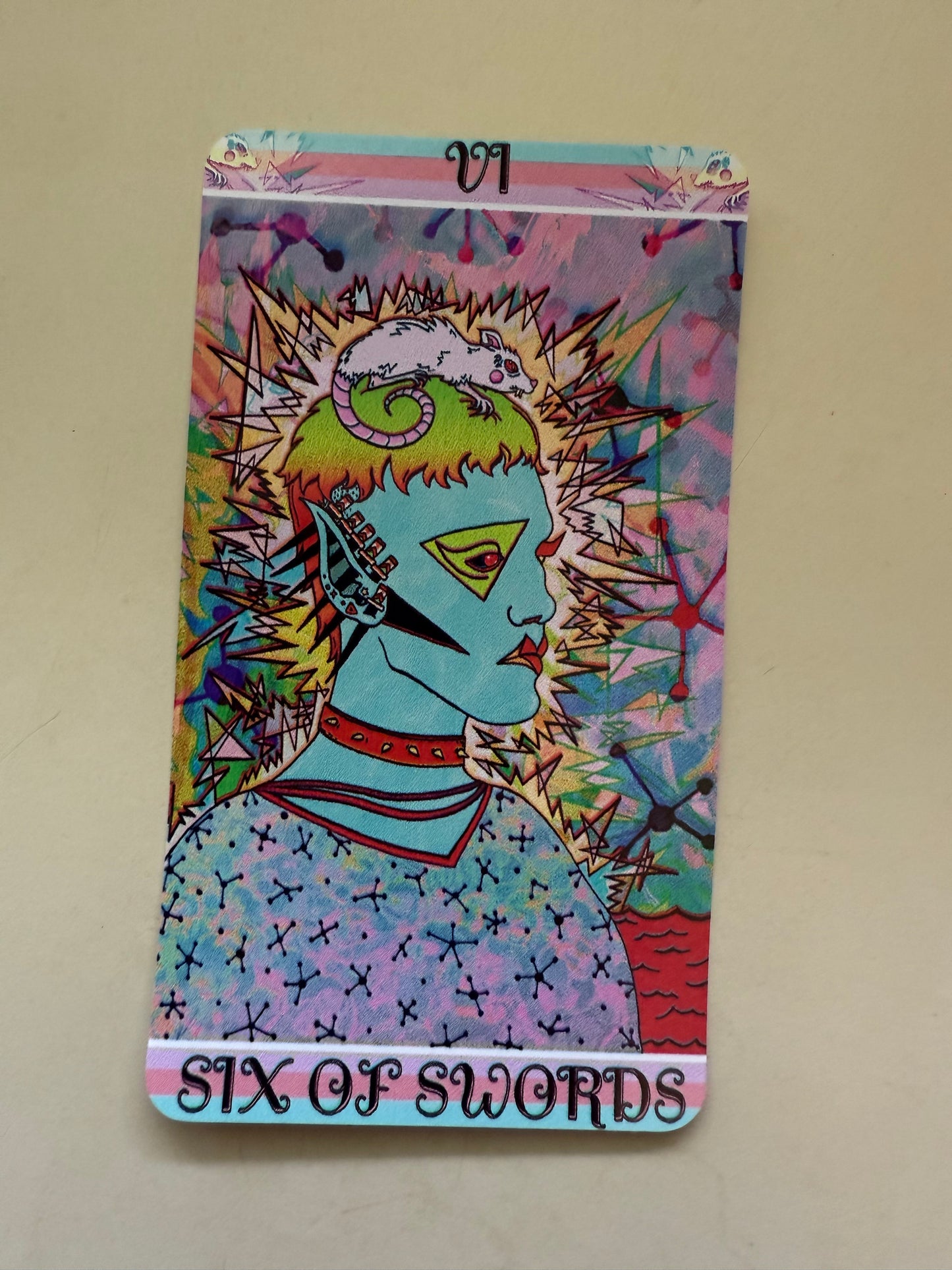 Six of Swords from Mars Power Tarot Vinyl Sticker