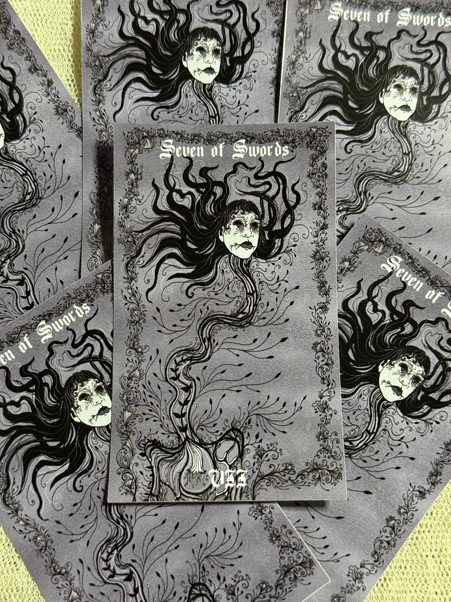 Seven of Swords from Neptune Power Tarot 4” Vinyl Sticker