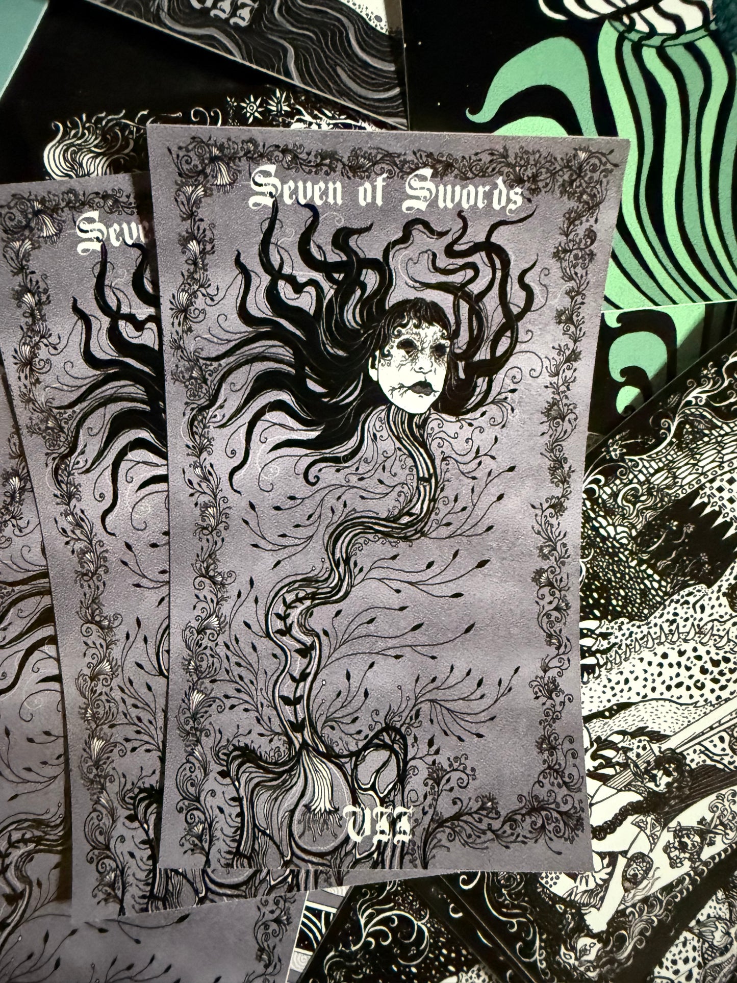 Seven of Swords from Neptune Power Tarot 4” Vinyl Sticker