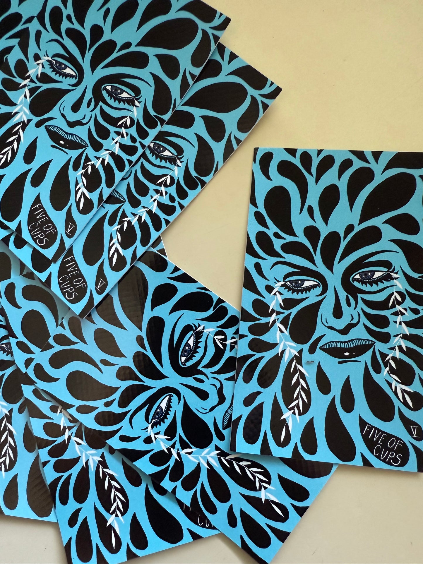 Five of Cups from Jupiter Power Tarot Vinyl Sticker