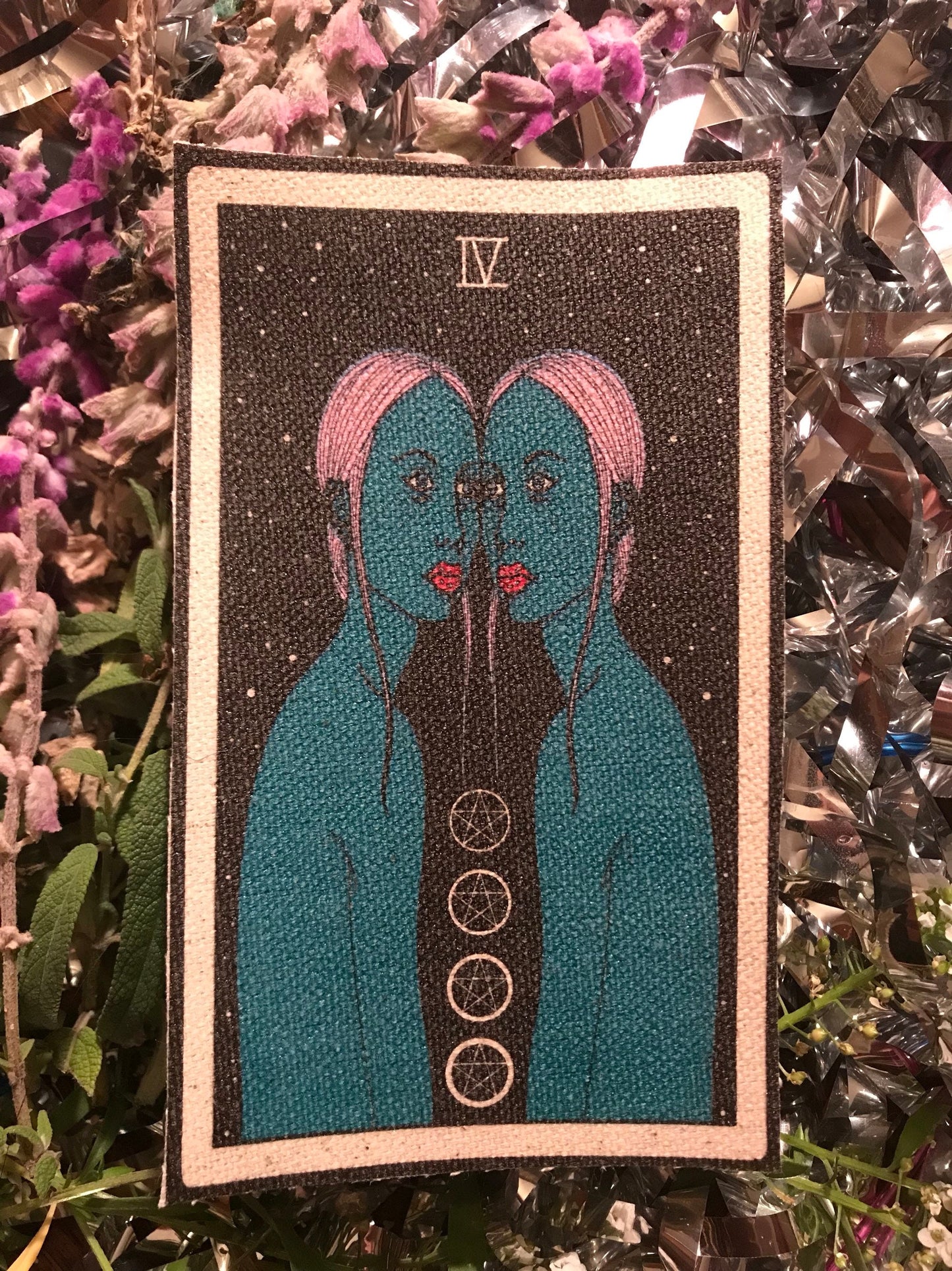Four of Pentacles canvas patch