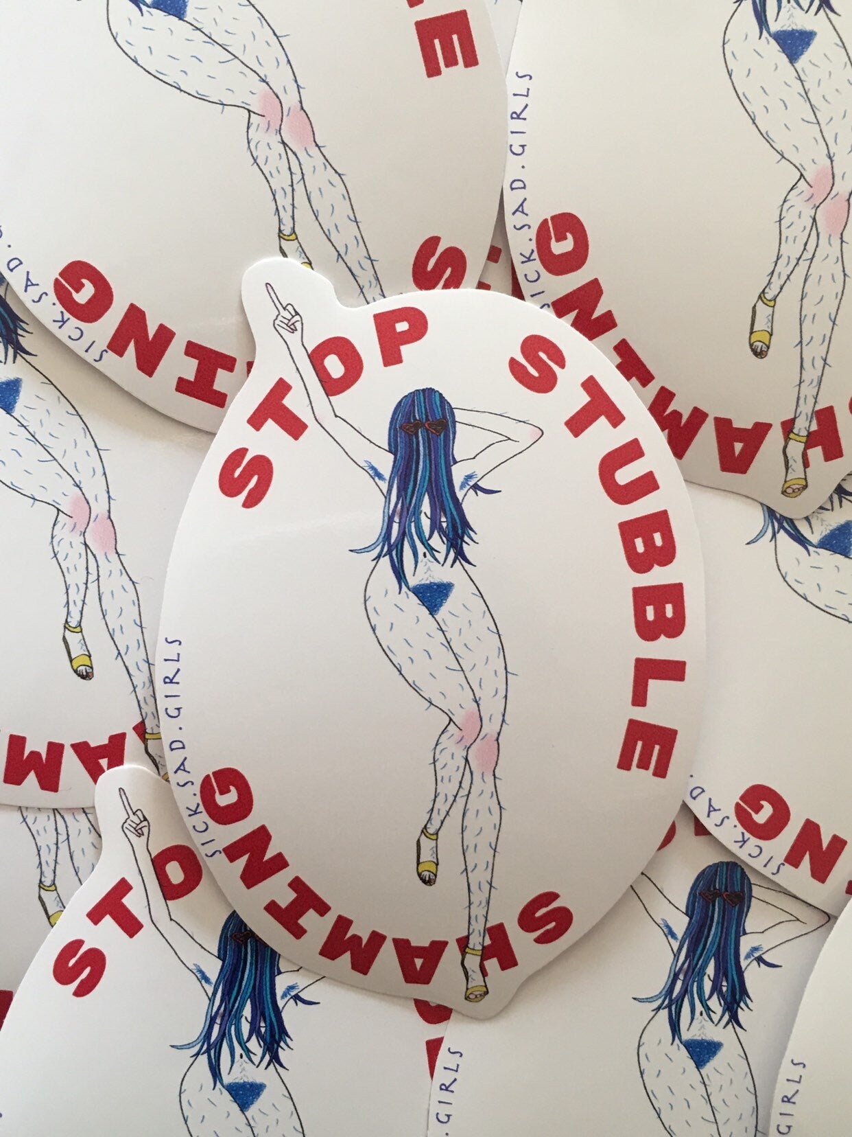 stop stubble shaming vinyl sticker