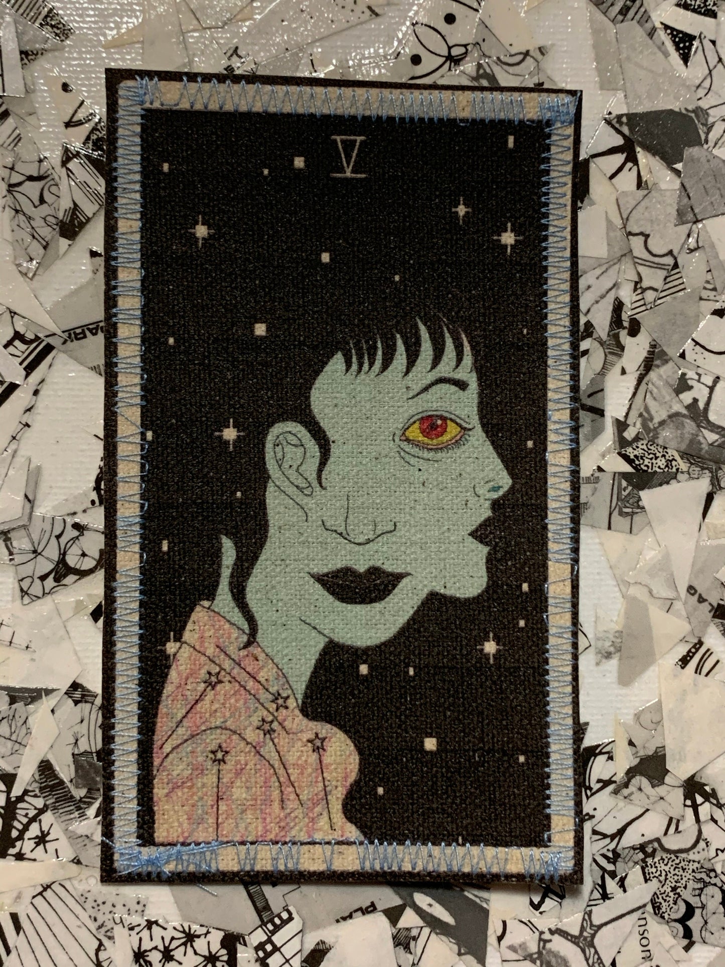 5 of Wands Canvas Patch