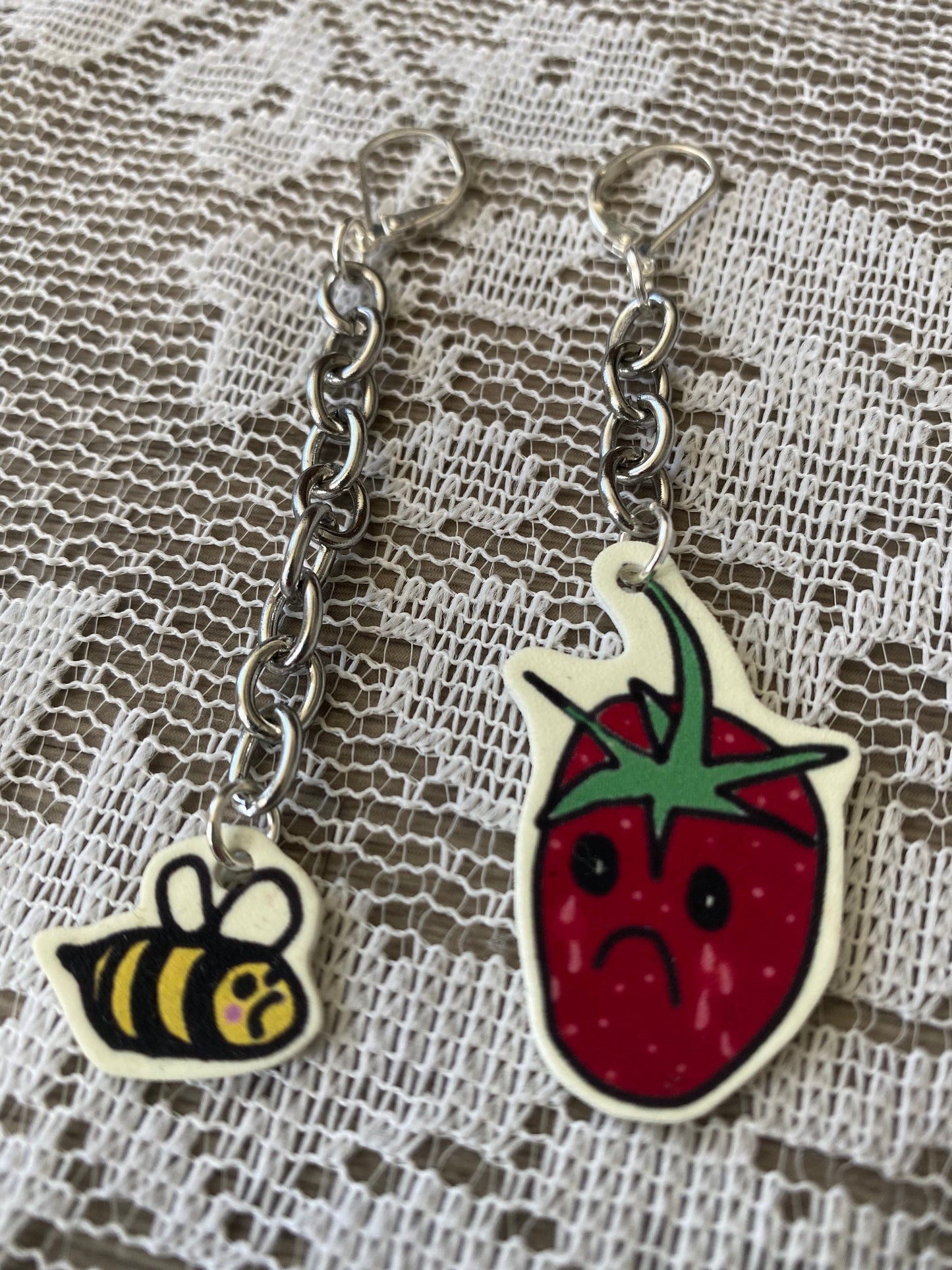 sad strawberry earrings