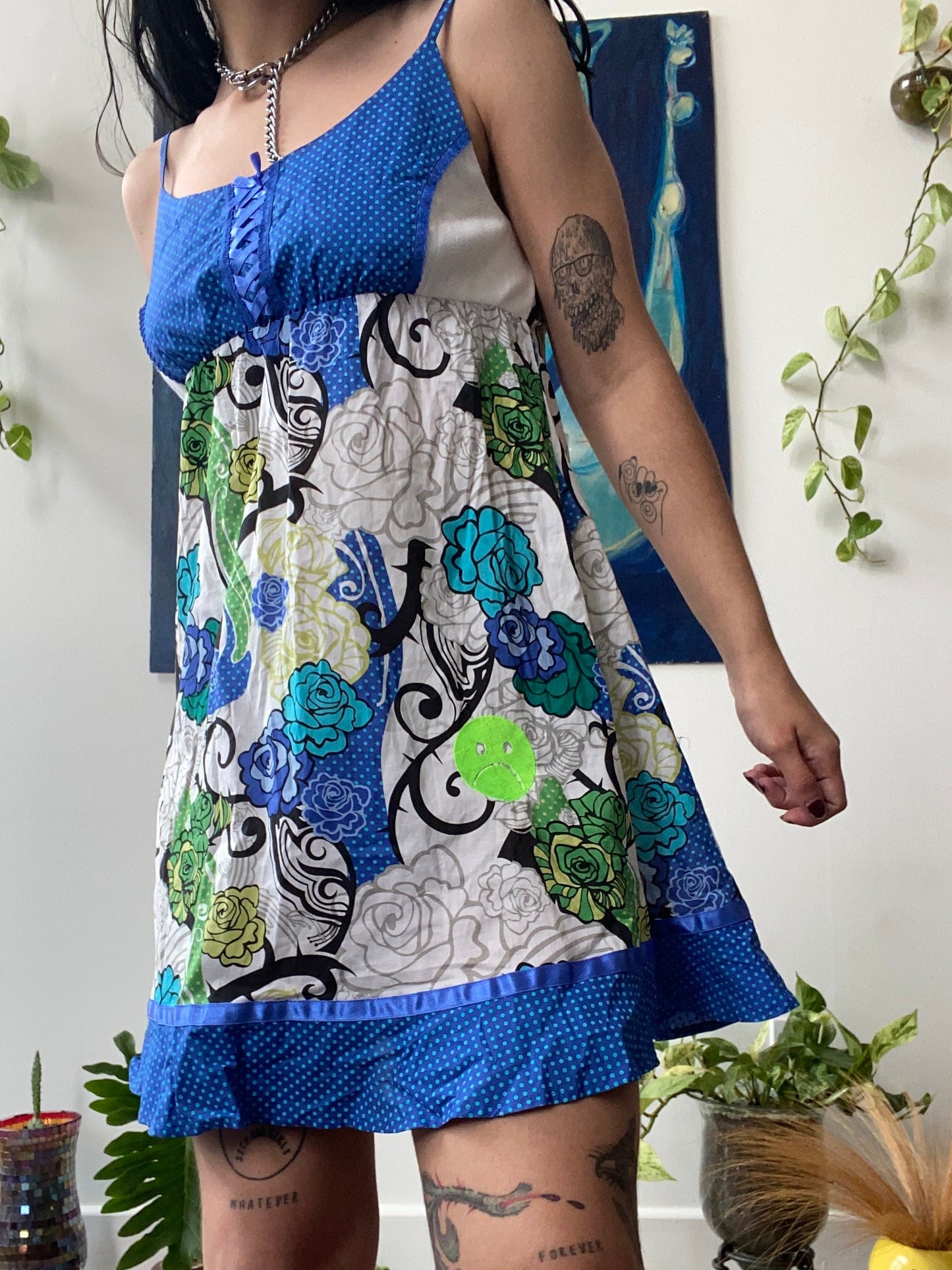 frownie embroidered dress