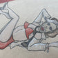 leather face pinup original drawing