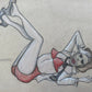 leather face pinup original drawing