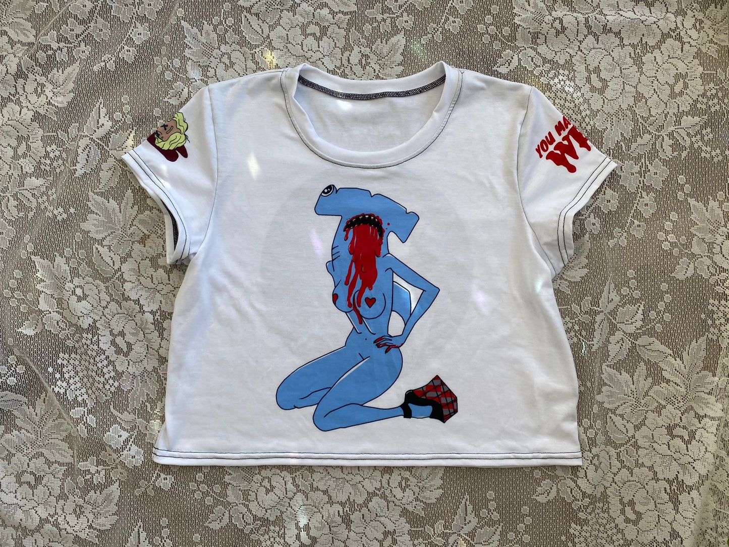 shark bait crop top- available in sizes xs -3xl