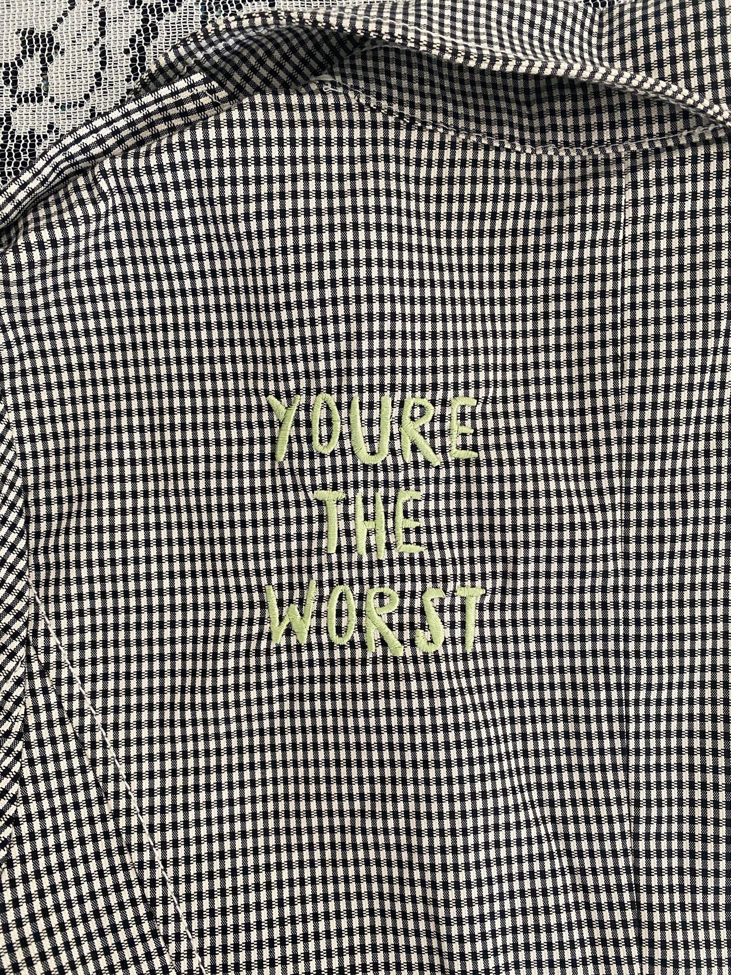 ur the worst embroidered plaid jacket