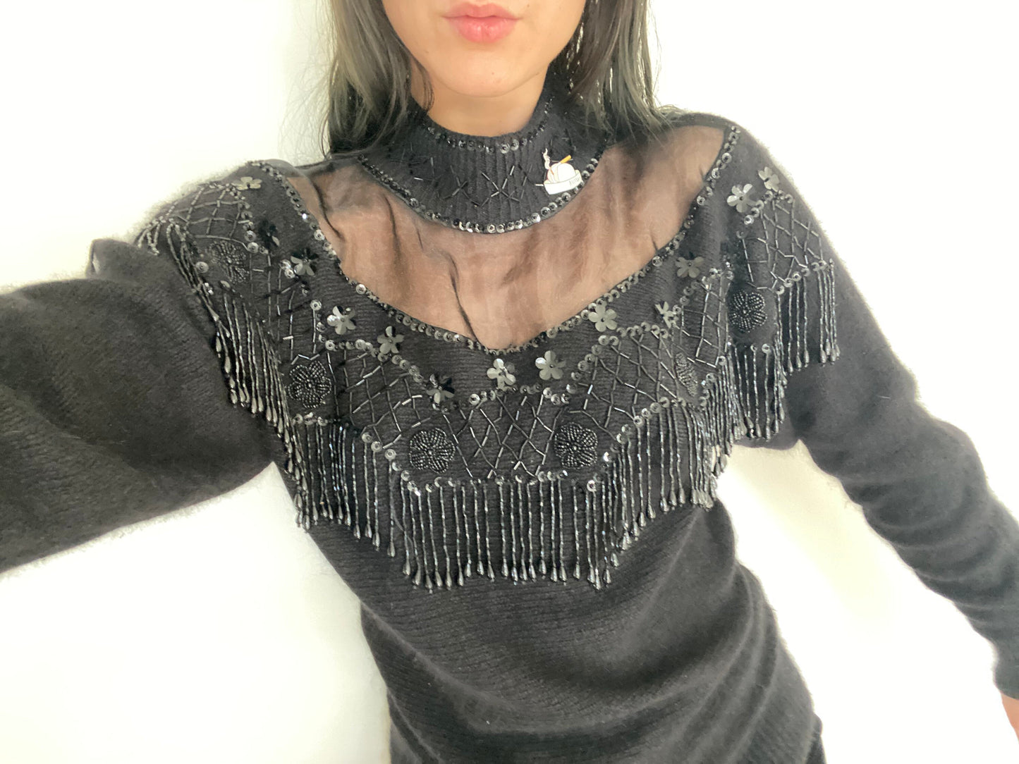 sheer and shiny sweater