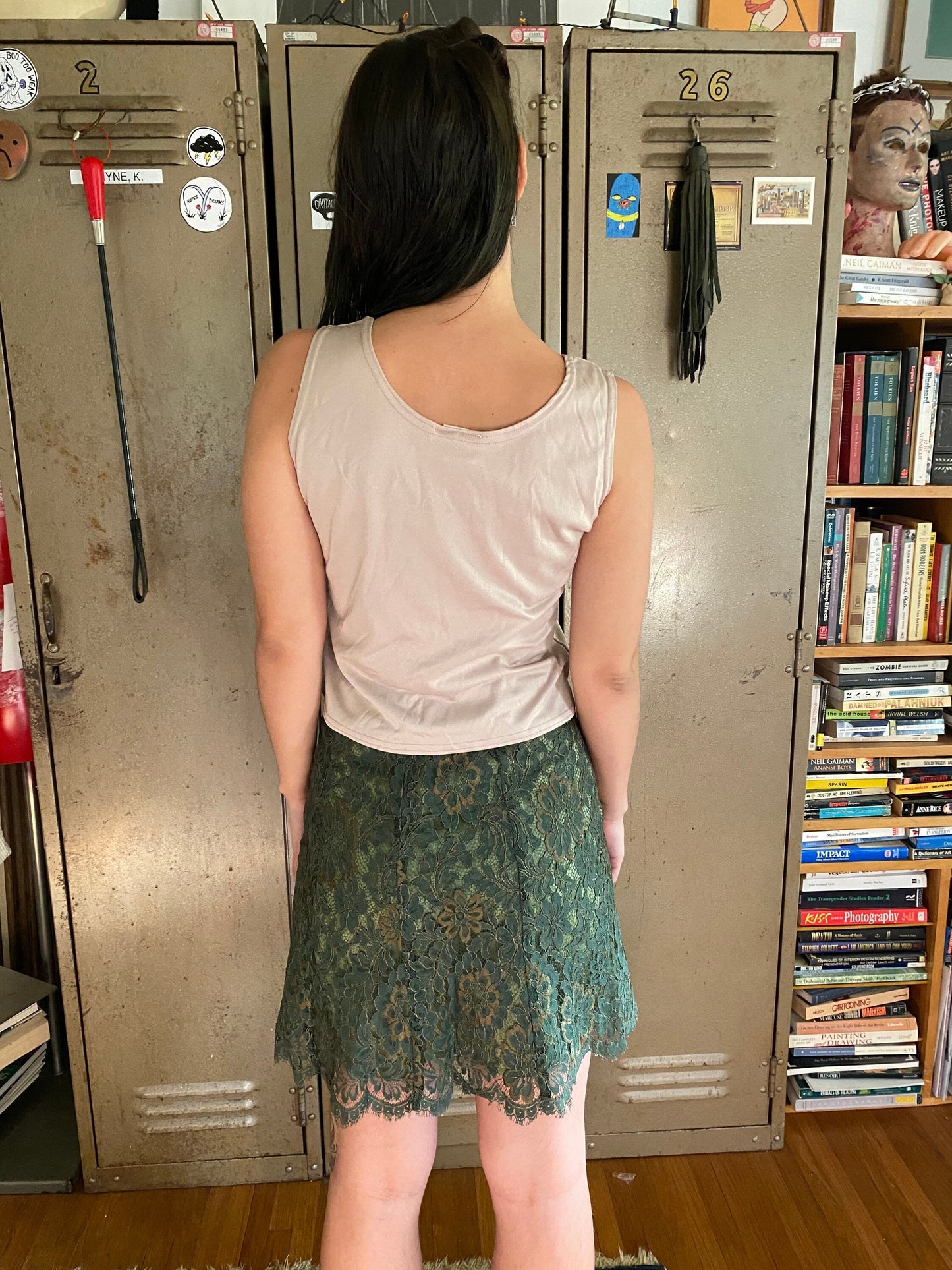 green lace skirt