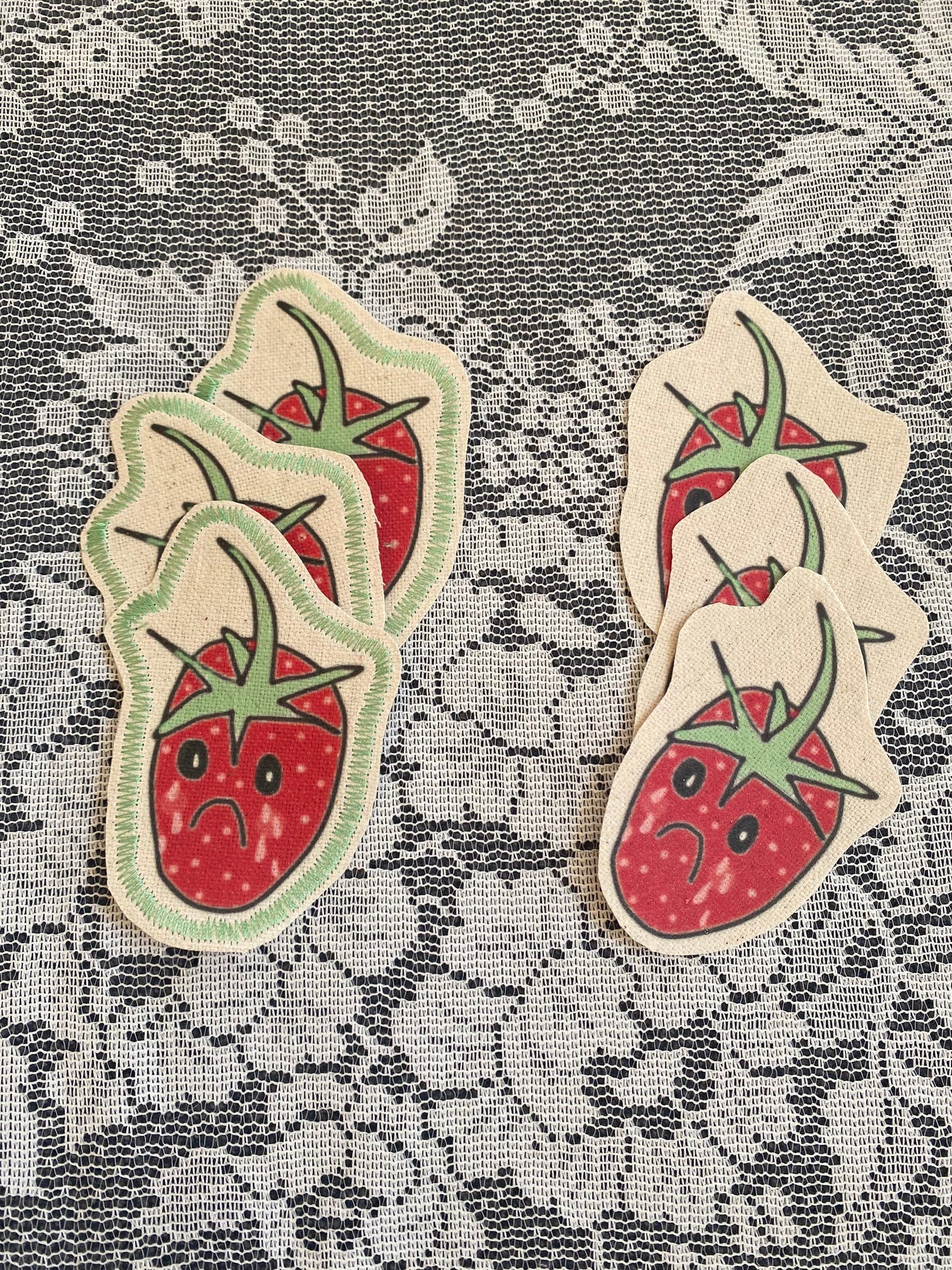 sad strawberry canvas patch