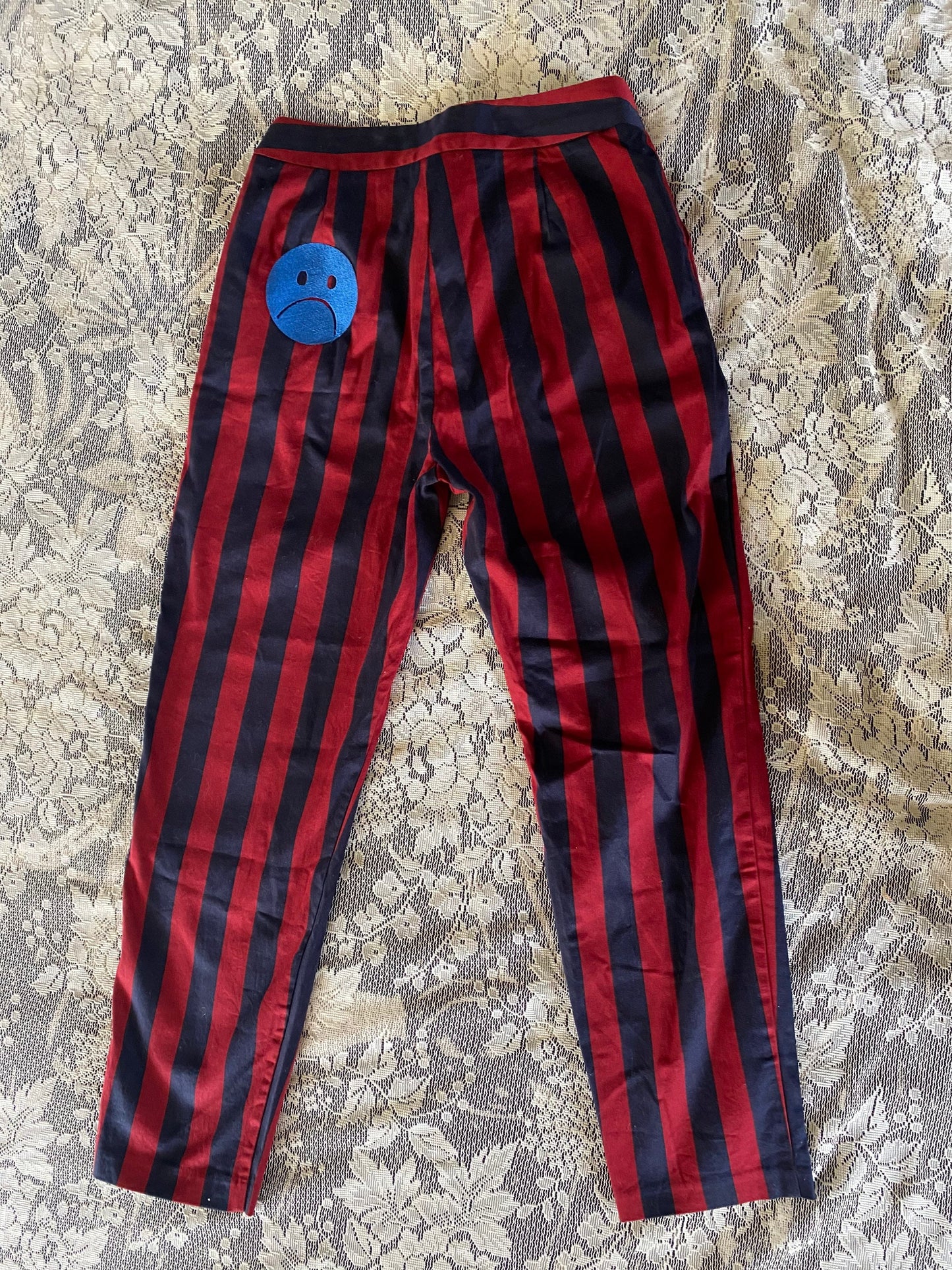 Embroidered Striped Pants