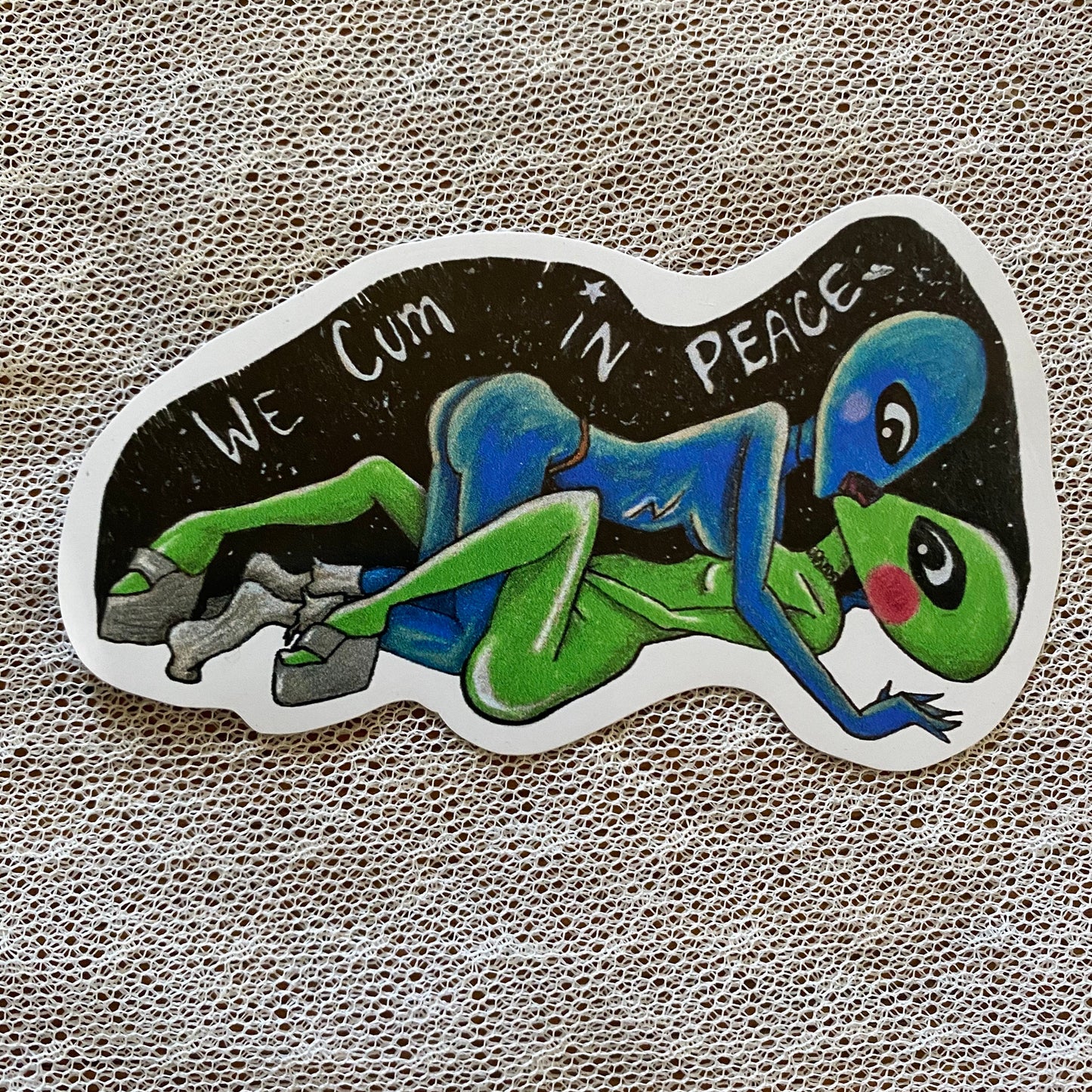 we cum in peace vinyl sticker