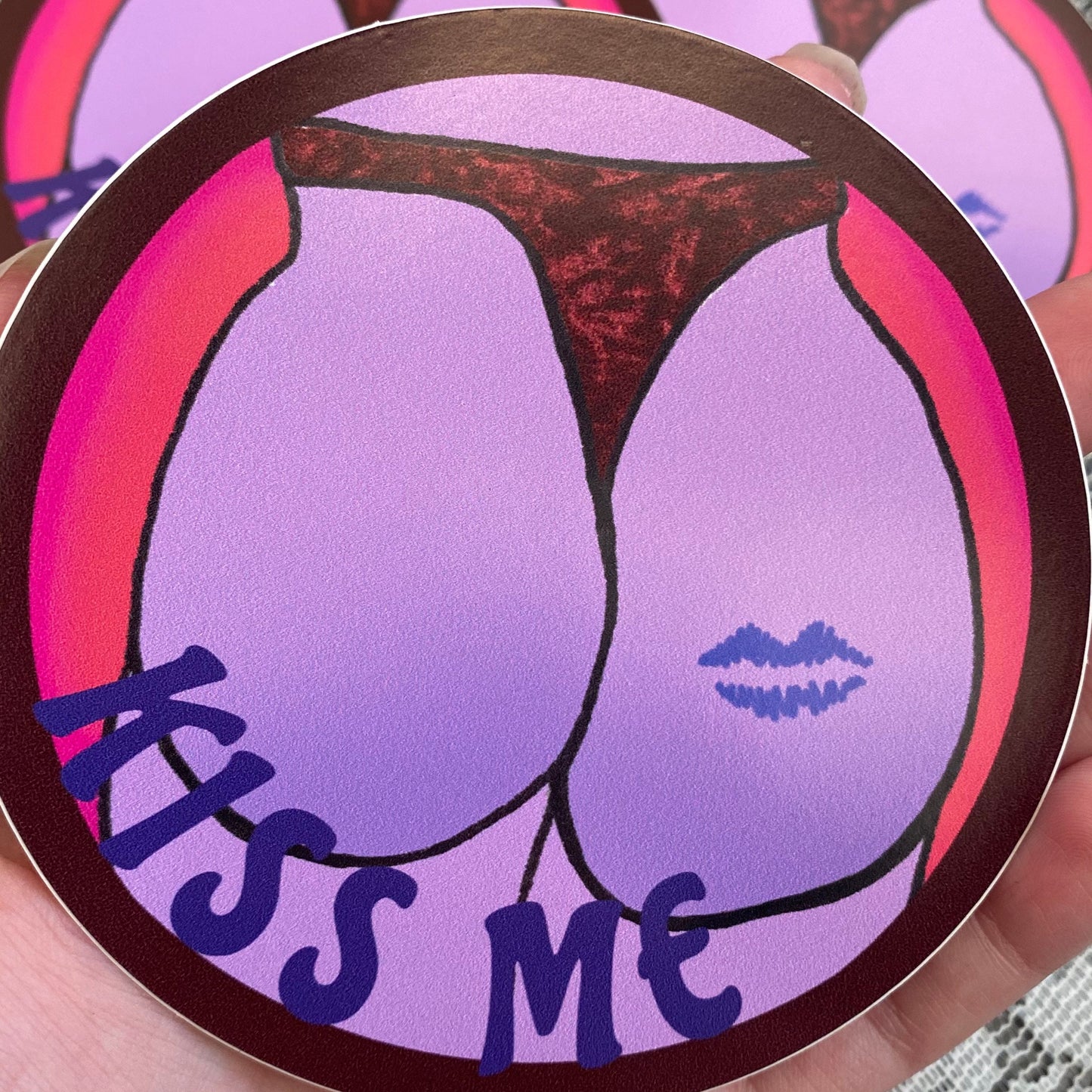 kiss me sticker