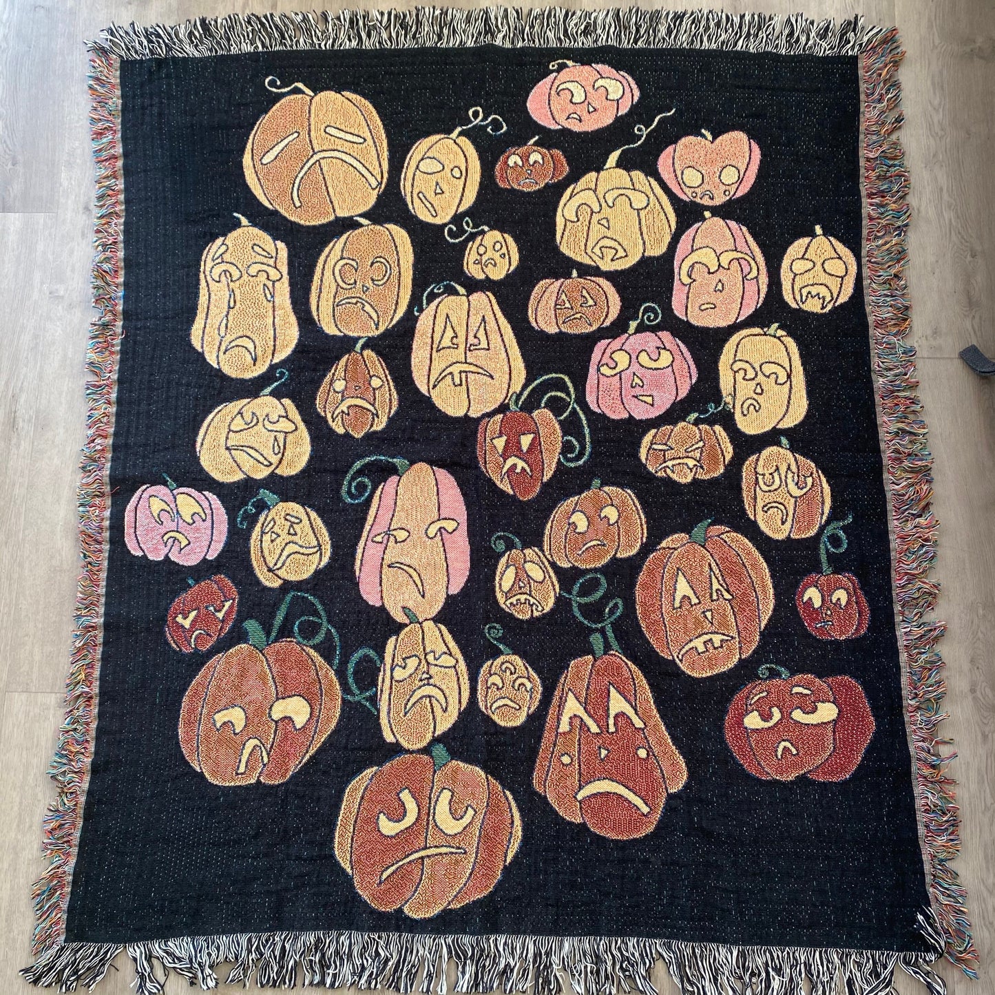 pumpkin patch woven blanket
