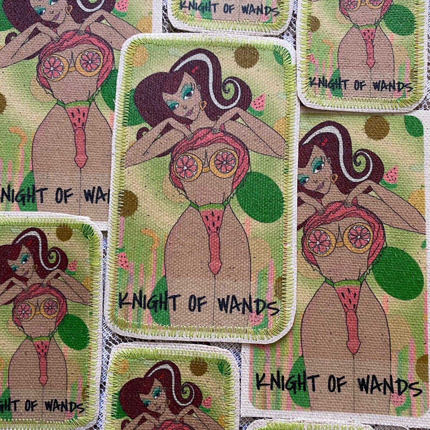 seven of wands canvas patch