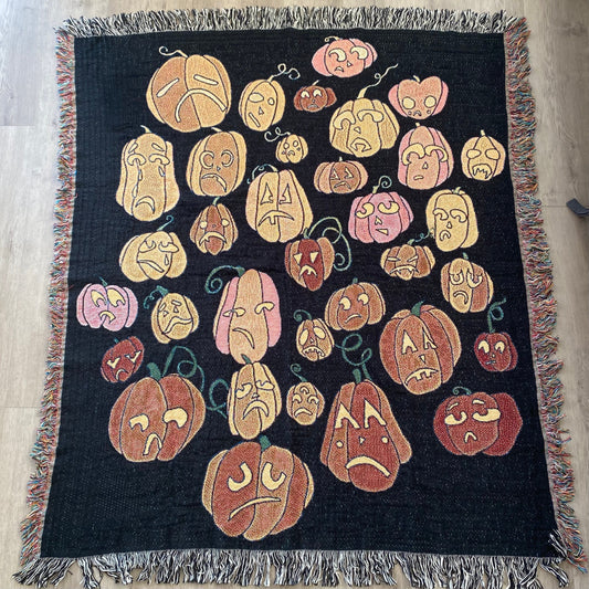 pumpkin patch woven blanket