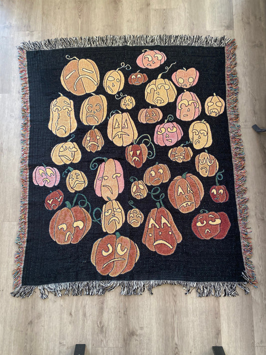 pumpkin patch woven blanket