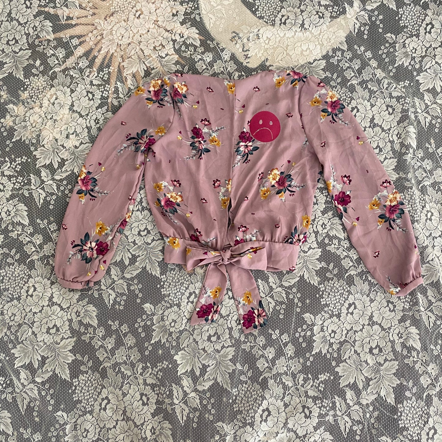 frownie floral shirt