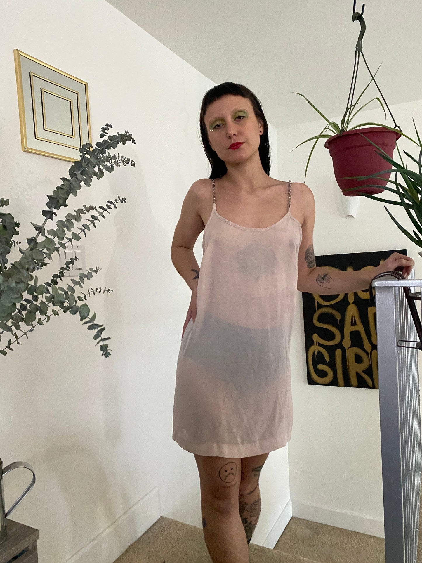 sheer slip with chain straps