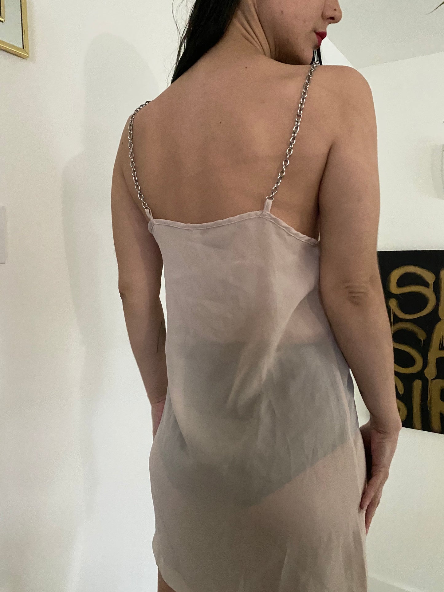 sheer slip with chain straps