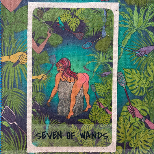 seven of wands canvas patch