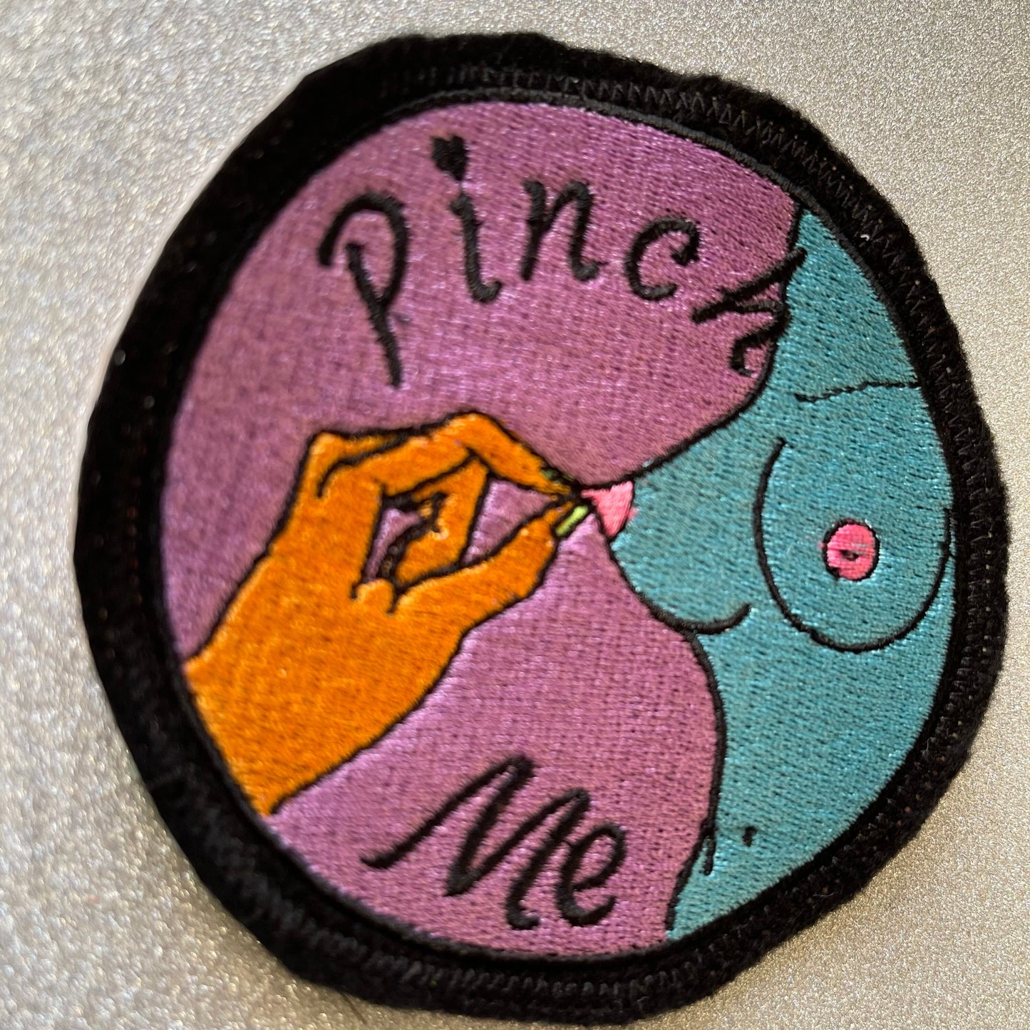 pinch me embroidered patch
