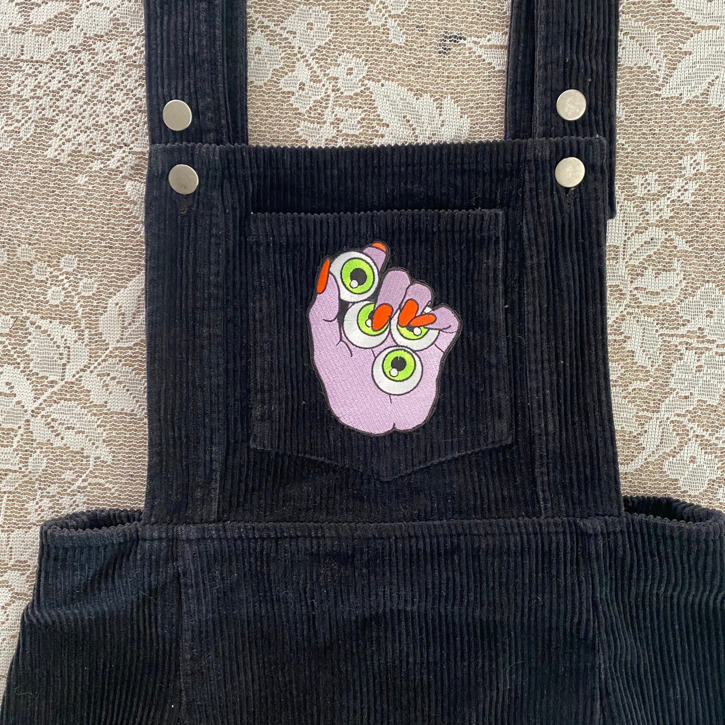 Patched Corduroy Overalls