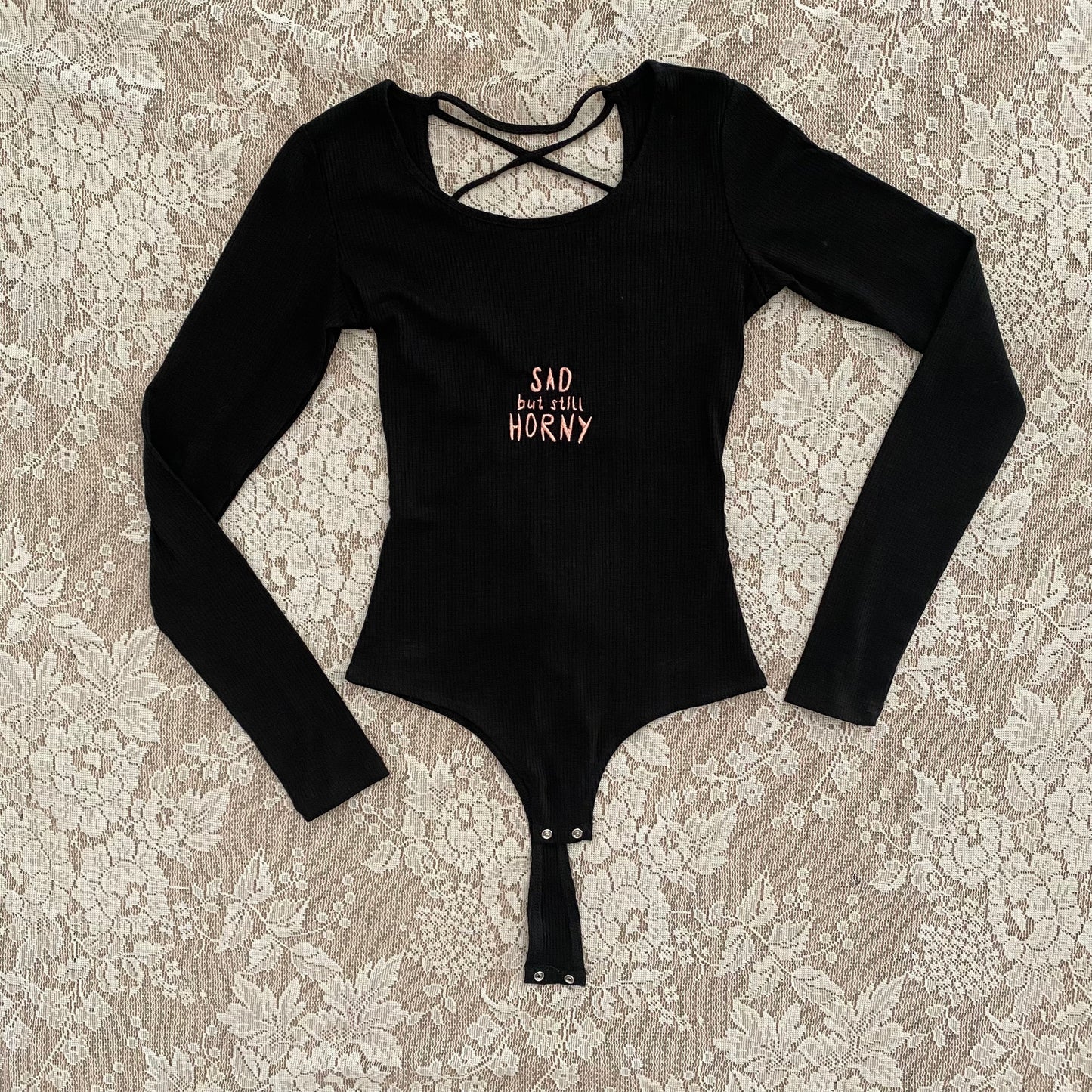 sad but horny embroidered bodysuit